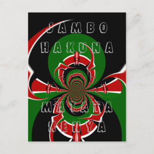 Jambo HAKUNA MATATA Kenya Black Red Green Fla Art Briefkaart