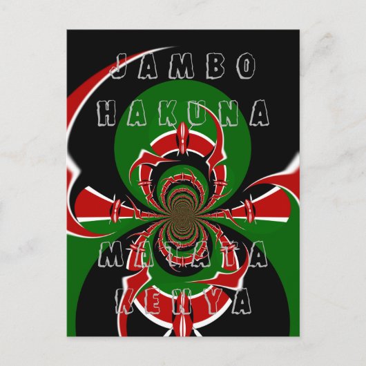 Jambo HAKUNA MATATA Kenya Black Red Green Fla Art Briefkaart (Voorkant)