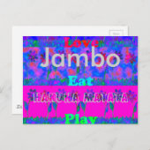 Jambo Hakuna Matata Love Eat Play Floral Briefkaar Briefkaart (Voorkant / Achterkant)