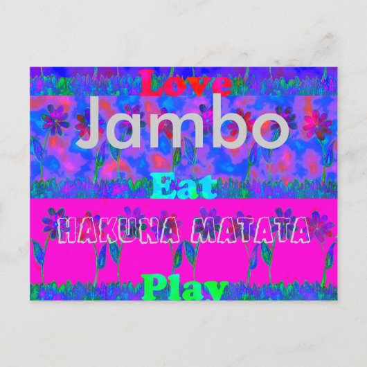 Jambo Hakuna Matata Love Eat Play Floral Briefkaar Briefkaart (Voorkant)