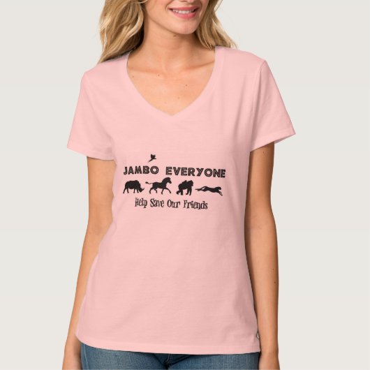 Jambo Iedereen helpt bedreigde dieren te redden T-shirt (Voorkant)