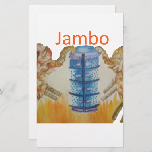 Jambo Jumbo Afrikaanse Kinder olifanten Art Print Briefpapier (Voorkant / Achterkant)