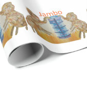 Jambo Jumbo Afrikaanse Kinder olifanten Art Print Cadeaupapier (Rol Hoek)