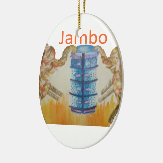 Jambo Jumbo Afrikaanse Kinder olifanten Art Print Keramisch Ornament (Links)