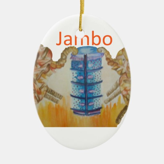 Jambo Jumbo Afrikaanse Kinder olifanten Art Print Keramisch Ornament (Voorkant)
