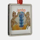 Jambo Jumbo Afrikaanse Kinder olifanten Art Print Metalen Ornament (Rechts)