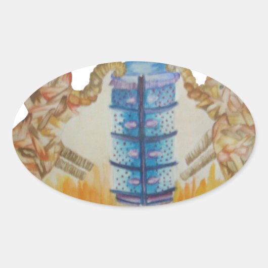 Jambo Jumbo Afrikaanse Kinder olifanten Art Print Ovale Sticker (Voorkant)