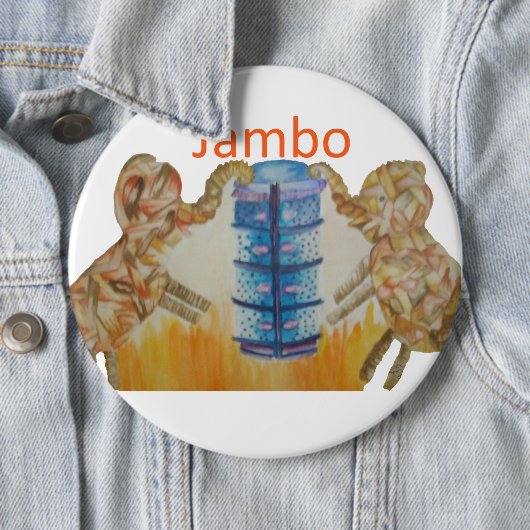 Jambo Jumbo Afrikaanse Kinder olifanten Art Print Ronde Button 6,0 Cm (In situ)