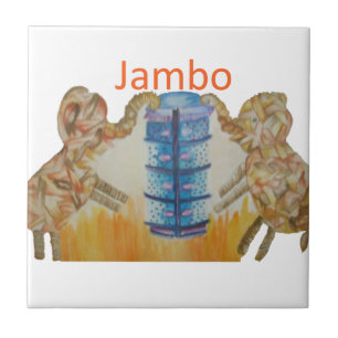 Jambo Jumbo Afrikaanse Kinder olifanten Art Print Tegeltje