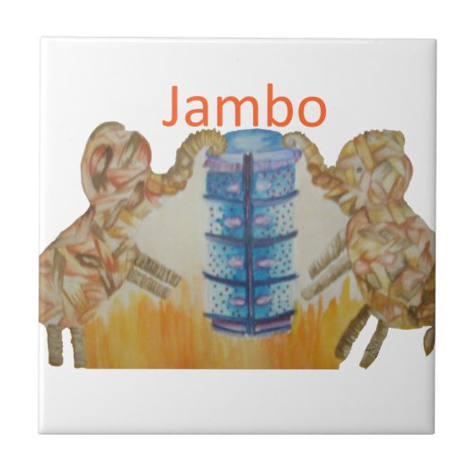 Jambo Jumbo Afrikaanse Kinder olifanten Art Print Tegeltje (Voorkant)