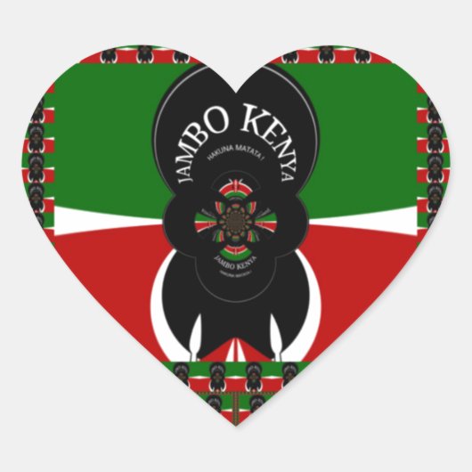 Jambo Kenya Kunstdruk Hart Sticker (Voorkant)