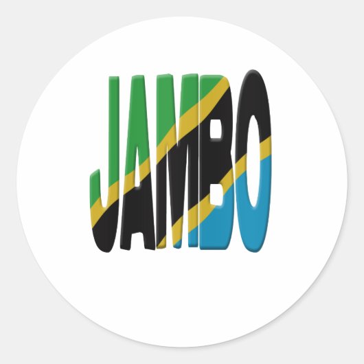 Jambo Swahili - Tanzania flag Ronde Sticker (Voorkant)