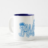 Jambo swhili Hallo blauw Tweekleurige Koffiemok (Voorkant links)