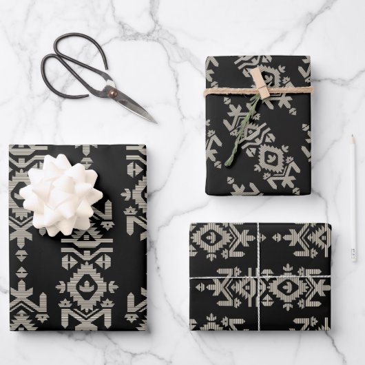 Jamdani Print Folk Pattern Inpakpapier Vel (Voorkant)