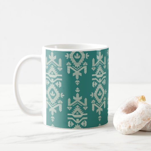Jamdani Print Folk Pattern Koffiemok (Met donut)