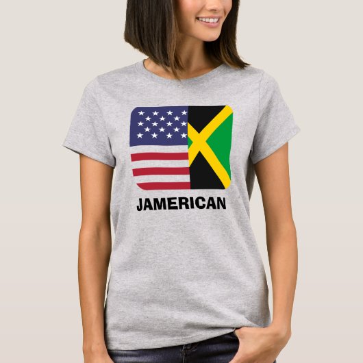 Jamerican, Jamaicaanse Amerikaanse vlag,4 juli T-shirt (Voorkant)