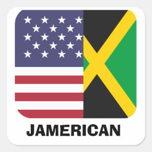 Jamerican, Jamaicaanse Amerikaanse vlag,4 juli Vierkante Sticker