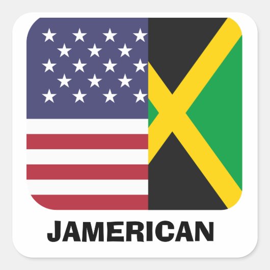 Jamerican, Jamaicaanse Amerikaanse vlag,4 juli Vierkante Sticker (Voorkant)