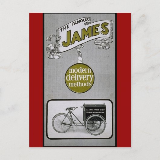 James 1913 Delivery Bicycle Advertisment Briefkaart (Voorkant)