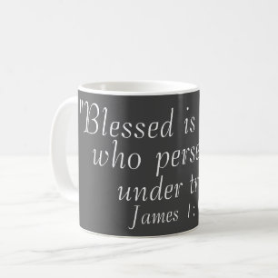 James 1:12 Bijbelcitaat Afdrukgrijze koffie Koffiemok