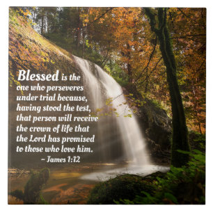 James 1:12 Blessed is degene die de Bijbel doorsta Tegeltje