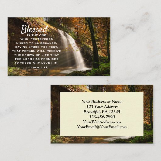 James 1:12 Blessed is the one who perseveres Bible Visitekaartje (Voorkant / Achterkant)