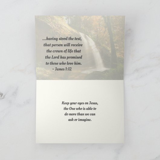 James 1:12 Gezegeld is degene die Bijbel doorzet Kaart (Binnen)