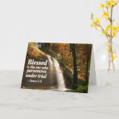 James 1:12 Gezegeld is degene die Bijbel doorzet Kaart (Gele Bloem)