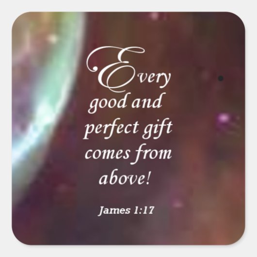 James 1:17 vierkante sticker (Voorkant)