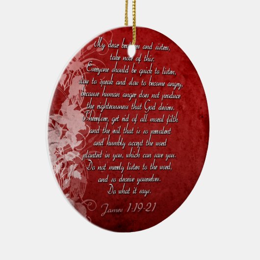 James 1:19 Scripture Gift Keramisch Ornament (Rechts)