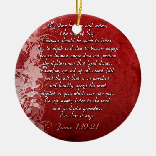 James 1:19 Scripture Gift Keramisch Ornament (Voorkant)