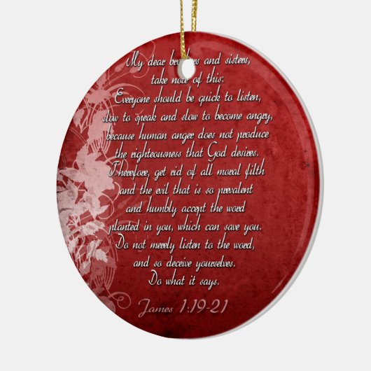 James 1:19 Scripture Gift Keramisch Ornament (Links)