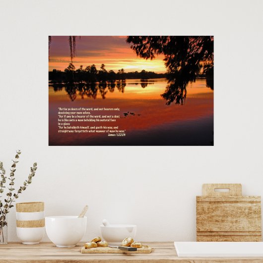 James 1:22-24 Manuscript Druk Poster (Keuken)