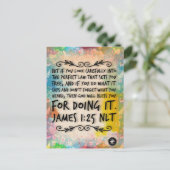 James 1:25 Bijbeltekst geheugenkaart - Ansichtkaar Briefkaart (Staand voorkant)