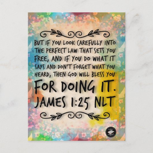 James 1:25 Bijbeltekst Geheugenkaart - Postkaart (Voorkant)