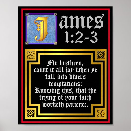James 1:2 1:3 Verlicht citaat Nieuwe Testament Poster (Voorkant)