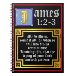 James 1:2 1:3 Verlichte KJV Biblical Quote Notitieboek