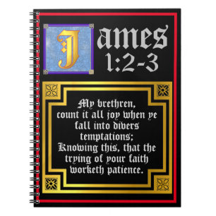James 1:2 1:3 Verlichte KJV Biblical Quote Notitieboek