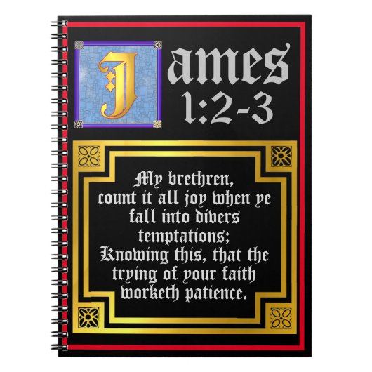 James 1:2 1:3 Verlichte KJV Biblical Quote Notitieboek (Voorkant)