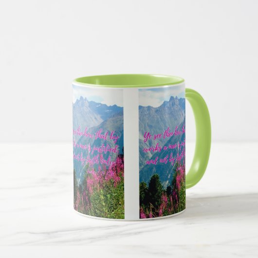 James 2:24 KJV Bijbelscripts Pic Two-Tone Mok (Voorkant rechts)