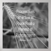 James 3:18 Bijbelverse Harvest of Righeity Poster (Voorkant)