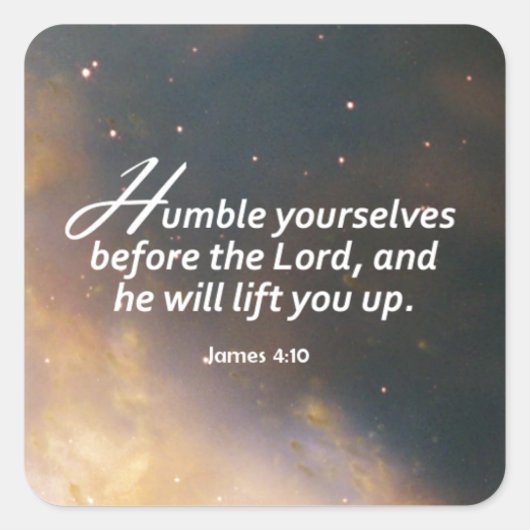 James 4:10 vierkante sticker (Voorkant)
