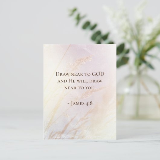 James 4:8 Draw nabij God Bijbelse Verse Briefkaart (Staand voorkant)