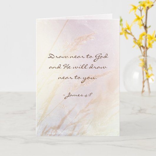 James 4:8 Draw nabij God Bijbelse Verse Kaart (Gele Bloem)