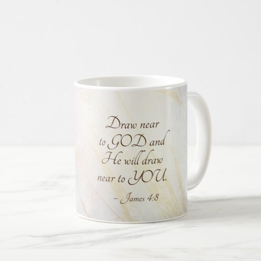 James 4:8 Draw nabij God Bijbelse Verse Koffiemok (Voorkant rechts)
