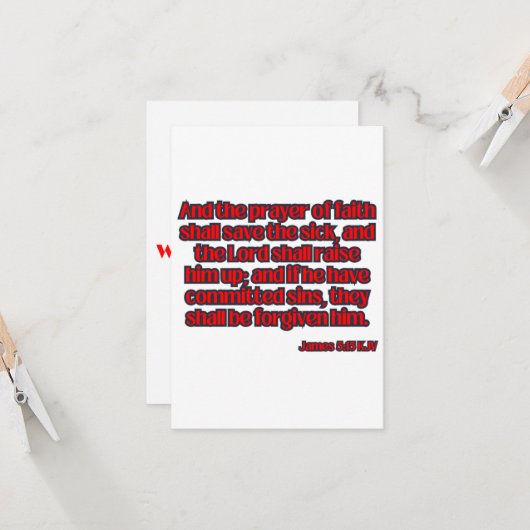 James 5:15 KJV Bijbelscriptgroet Kaart (Voorkant / Achterkant in situ)