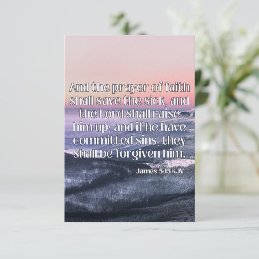 James 5:15 KJV Bijbelscriptie Pic Greeting Kaart (Staand voorkant)