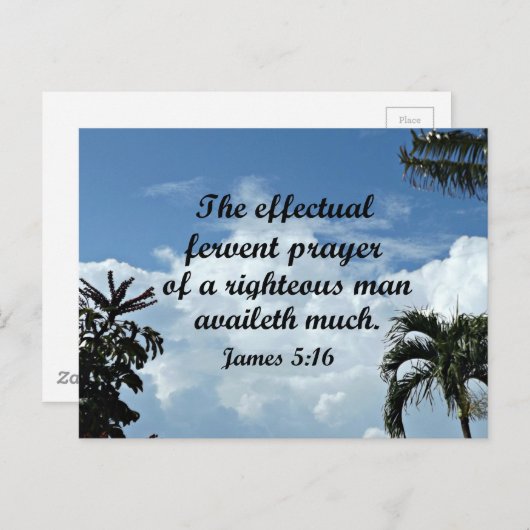 James 5:16 Het effectieve fervent gebed van Briefkaart (Voorkant / Achterkant)