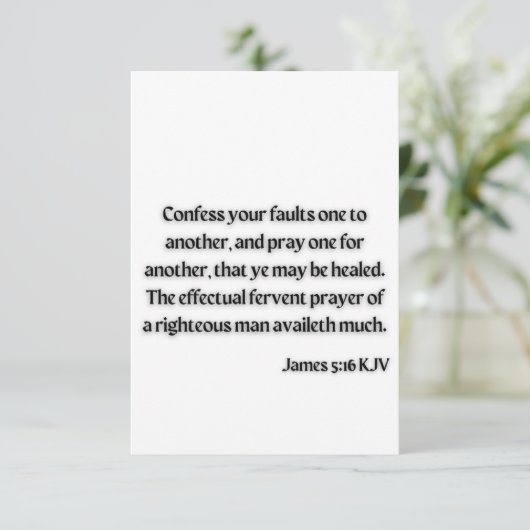 James 5:16 KJV BijbelscriptWenskaart Kaart (Staand voorkant)
