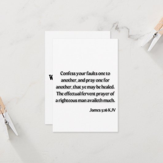 James 5:16 KJV BijbelscriptWenskaart Kaart (Voorkant / Achterkant in situ)